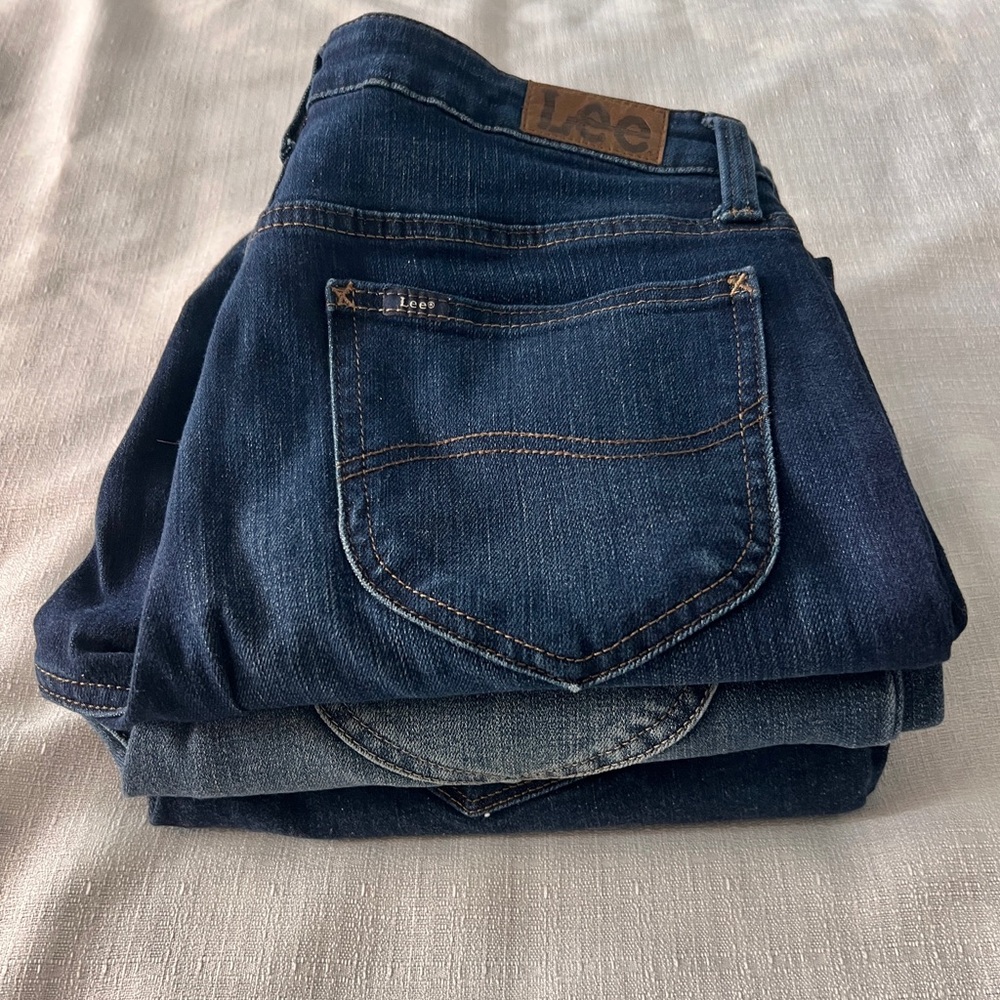 3 Lee A.n.a Mid Rise Straight Leg Jeans size 10 Blue